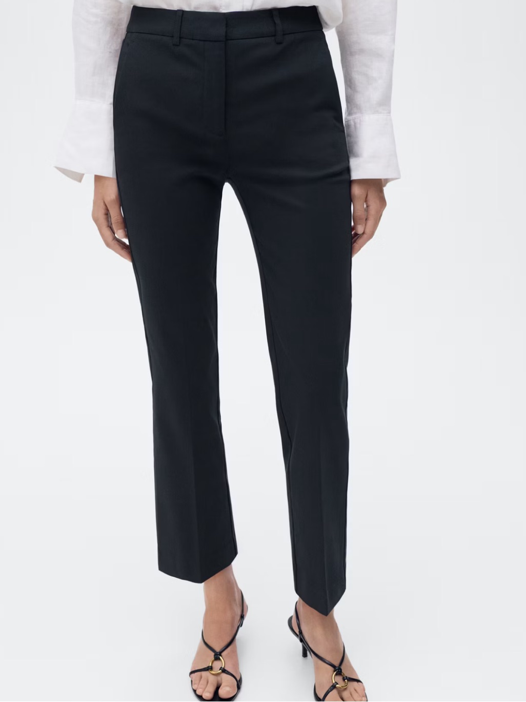 Mango Dress Pants Womens Size 10 Straight Cropped Mid Rise Navy Blue New